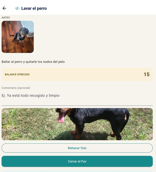 Cerrar un Fav con foto de después